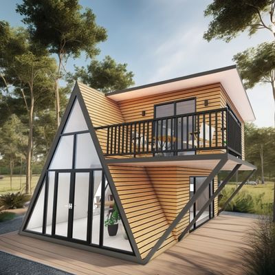 20ft o 40ft Hotel Desmontable y expandible estructura de forma de triángulo pequeña cabaña Casa de marco A para dormitorio o villa