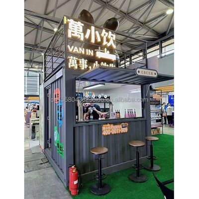 10ft Mini Pop Up Shop Container House Restaurante Tienda de comida callejera Quiosco Container con tubos cuadrados de acero galvanizado