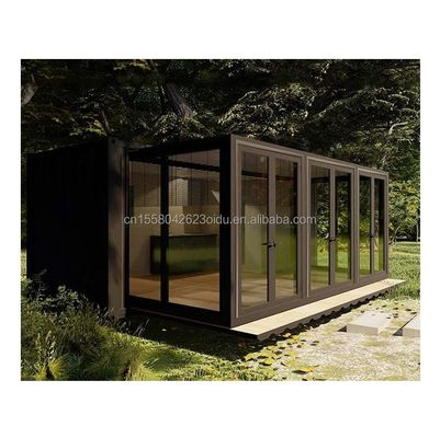 Casa de jardín de contenedor expandible con dormitorio Aplicación al aire libre Panel de sándwich de acero Material y color personalizado