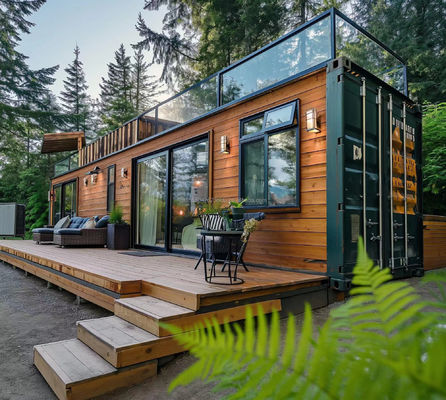 Casa de jardín de contenedor expandible con dormitorio Aplicación al aire libre Panel de sándwich de acero Material y color personalizado