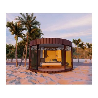 Familia o Hotel 20 pies o 40 pies Casas de madera prefabricadas Contenedor de paquete plano con acero y panel de sándwich