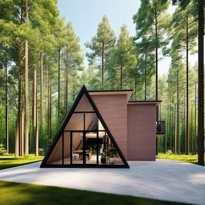 Casa prefabricada triangular modular con ventanas de aleación de aluminio para hoteles de diseño moderno y materiales duraderos