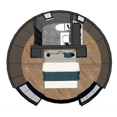 Familia o Hotel 20 pies o 40 pies Casas de madera prefabricadas Contenedor de paquete plano con acero y panel de sándwich