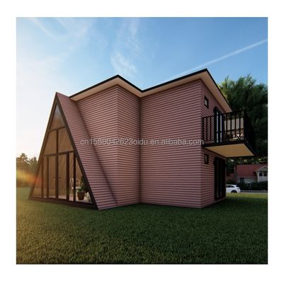 Casa prefabricada triangular modular con ventanas de aleación de aluminio para hoteles de diseño moderno y materiales duraderos