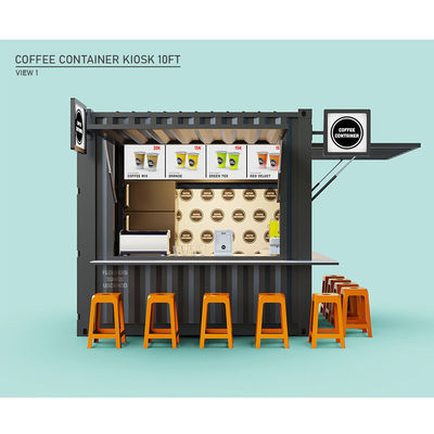 Estructura principal Tubos cuadrados de acero galvanizado Bar móvil de 10 pies Tienda de café para contenedores de envío de 20 pies Tienda de café de jardín
