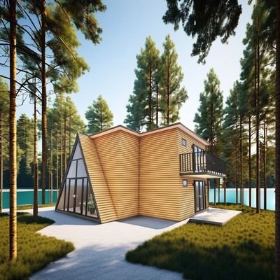 Color personalizado Embalaje plano Casas prefabricadas Casa triangular para hotel