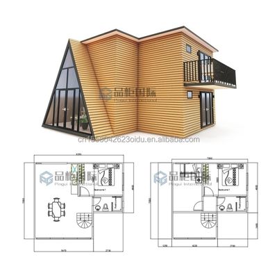 Color personalizado Embalaje plano Casas prefabricadas Casa triangular para hotel