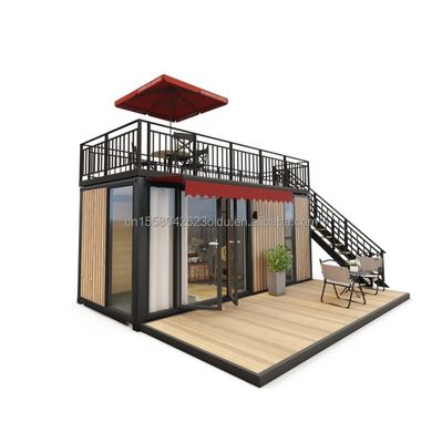 Ventana de aleación de aluminio de 20 pies / 40 pies Edificios de contenedores de madera de un piso para hoteles, apartamentos, villas o cabañas