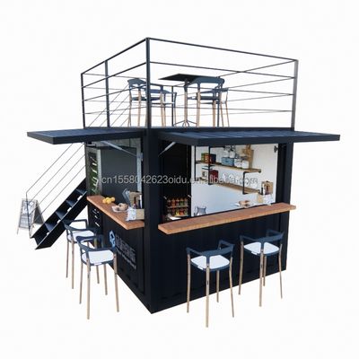 10 pies Mini Pop-up Shop Tubos cuadrados de acero galvanizado Contenedor pop-up de dos pisos Bar Contenedor de café