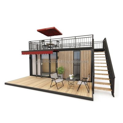 Ventana de aleación de aluminio de 20 pies / 40 pies Edificios de contenedores de madera de un piso para hoteles, apartamentos, villas o cabañas