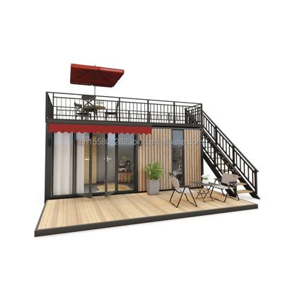 Ventana de aleación de aluminio de 20 pies / 40 pies Edificios de contenedores de madera de un piso para hoteles, apartamentos, villas o cabañas