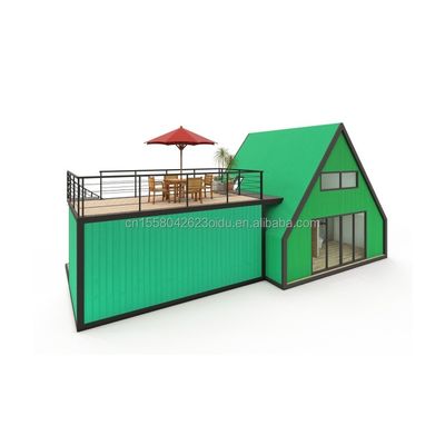 Casa de contenedores prefabricada con ventanas de aleación de aluminio en diseño de triángulo de acero