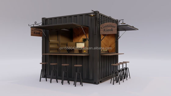 Tubos cuadrados de acero galvanizado Mini tienda emergente Contenedor móvil Bar de café Casas de contenedor de 10 pies con pared de 50 mm y pared de 75 mm