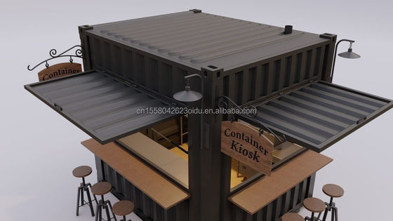 Tubos cuadrados de acero galvanizado Mini tienda emergente Contenedor móvil Bar de café Casas de contenedor de 10 pies con pared de 50 mm y pared de 75 mm