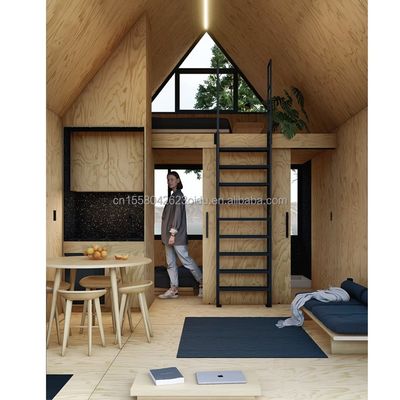 Moderno A-Triángulo Casa Pequeña Casa Prefabricada Remolque de la Casa Flat Pack Acero y panel de sándwich Casa móvil para hotel u otros fines