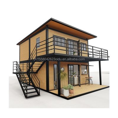 Casas de madera modernas de 4 dormitorios Bilayer prefabricado de acero Contenedor expandible Casa de diseño para centro comercial