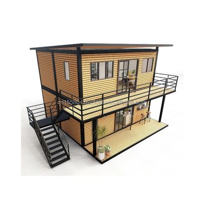 Casas de madera modernas de 4 dormitorios Bilayer prefabricado de acero Contenedor expandible Casa de diseño para centro comercial