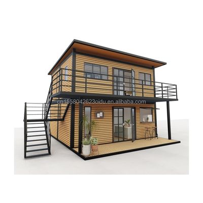 Casas de madera modernas de 4 dormitorios Bilayer prefabricado de acero Contenedor expandible Casa de diseño para centro comercial