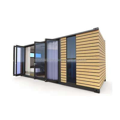 Cuadro de acero acero galvanizado curvado 180g para estudio de 20 pies Paredes exteriores de madera Contenedor de envío Casa Casas de contenedores elegantes