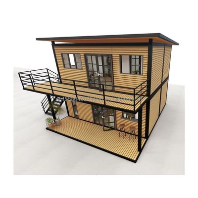 Casas de madera modernas de 4 dormitorios Bilayer prefabricado de acero Contenedor expandible Casa de diseño para centro comercial