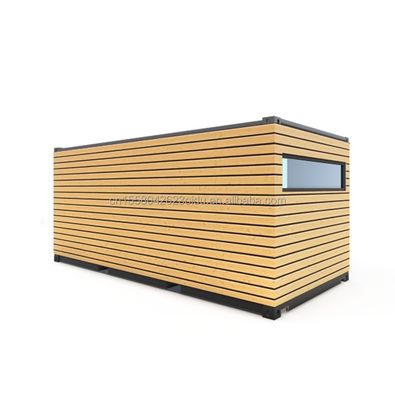 Cuadro de acero acero galvanizado curvado 180g para estudio de 20 pies Paredes exteriores de madera Contenedor de envío Casa Casas de contenedores elegantes
