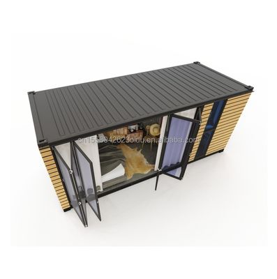 Cuadro de acero acero galvanizado curvado 180g para estudio de 20 pies Paredes exteriores de madera Contenedor de envío Casa Casas de contenedores elegantes