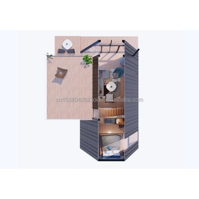 Color personalizado Diseño de habitaciones de hotel de lujo Casa triangular Contenedor para familia o villa hecha de tubos cuadrados de acero galvanizado