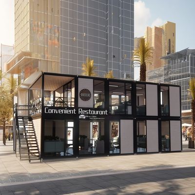 Color personalizado Montaje fácil Modular Vivienda prefabricada para restaurante Tienda centro comercial Supermercado Contenedor Diseño de bar de casa