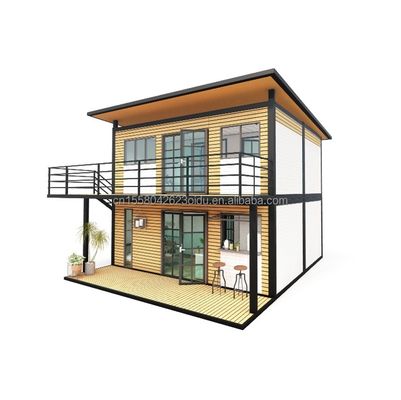 Marco de acero galvanizado de 20 pies / 40 pies Doblaje de acero galvanizado 180g Modern 4 dormitorios Bilayer Prefab Casa de contenedores expandible Diseño para centro comercial