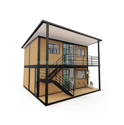 Marco de acero galvanizado de 20 pies / 40 pies Doblaje de acero galvanizado 180g Modern 4 dormitorios Bilayer Prefab Casa de contenedores expandible Diseño para centro comercial