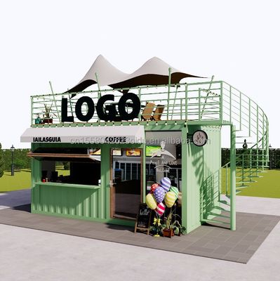Portable 10ft 20ft Estructura de acero prefabricada Casas de contenedores Bar móvil Tienda para comida rápida Pared 50mm Panel de sándwich de onda