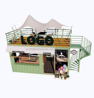 Portable 10ft 20ft Estructura de acero prefabricada Casas de contenedores Bar móvil Tienda para comida rápida Pared 50mm Panel de sándwich de onda