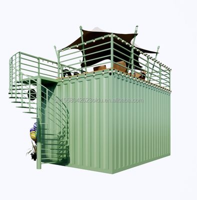 Portable 10ft 20ft Estructura de acero prefabricada Casas de contenedores Bar móvil Tienda para comida rápida Pared 50mm Panel de sándwich de onda