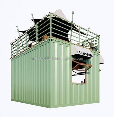 Portable 10ft 20ft Estructura de acero prefabricada Casas de contenedores Bar móvil Tienda para comida rápida Pared 50mm Panel de sándwich de onda