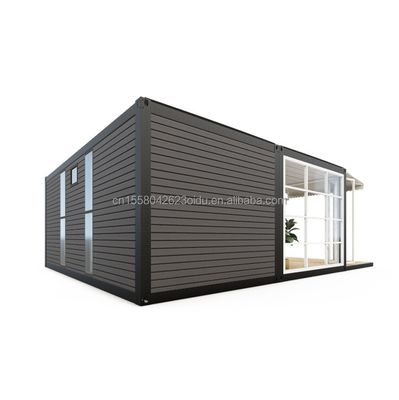 Casa de contenedores de dos dormitorios con estructura de tubos cuadrados de acero galvanizado y cocina sala de estar