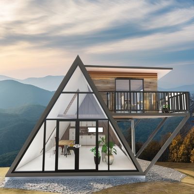 Casas prefabricadas pequeñas portátiles con marco de acero de acero galvanizado con flexión de acero 180g y 50/75/100mm Wave Sandwich Panel Paredes