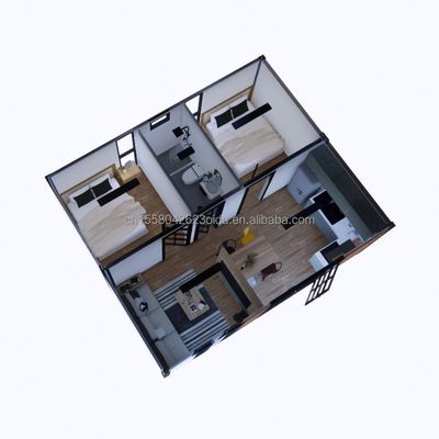 Casa de contenedores de acero expandible de 2 dormitorios moderna Diseño prefabricado para aplicaciones de centros comerciales Variantes de color personalizadas