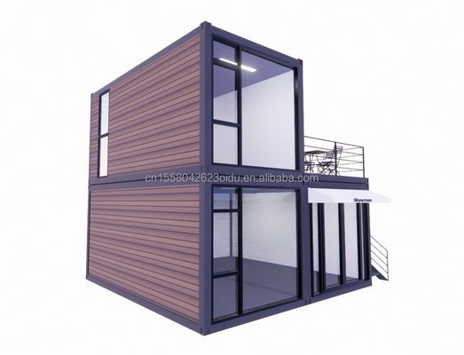 40 pies 20 pies Dormitorio de lujo Gran estudio de vidrio Casa de madera móvil Pared 50/75/100mm Panel de sándwich de onda Hoteles de color personalizados
