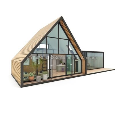 Panel de sándwich de diseño moderno Casa de triángulo de madera para hotel Playa Sala de sol Vacaciones con diseño de contenedor elegante
