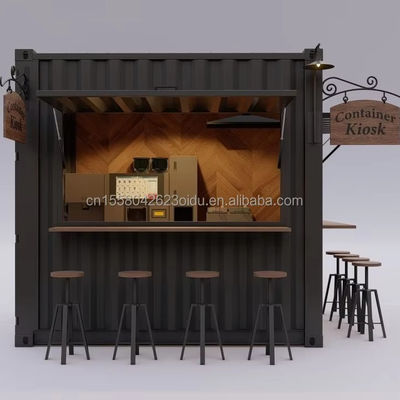 Tienda de acero prefabricada moderna de 10 pies 20 pies Quiosco de contenedores Minibar móvil para cocina y restaurante al aire libre Tienda de diseño móvil