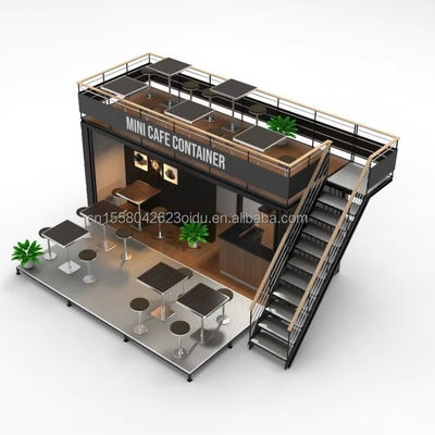 Tienda de acero prefabricada moderna de 10 pies 20 pies Quiosco de contenedores Minibar móvil para cocina y restaurante al aire libre Tienda de diseño móvil