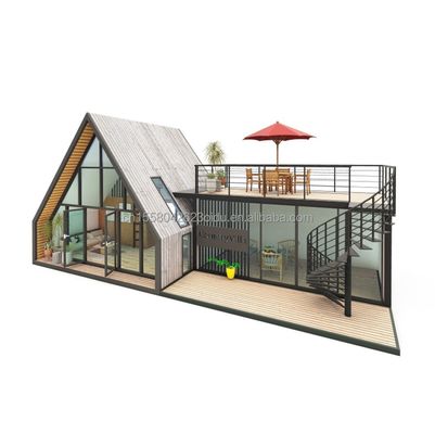 Casas pequeñas de madera Cabina/Triángulo en forma de estructura de acero con marco A Kit de casas estilo de diseño chino para hoteles y viviendas
