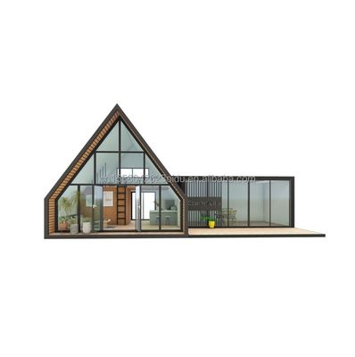Casa de contenedores de acero y madera de diseño moderno triangular combinado expandible para aplicaciones al aire libre 20ft o 40f
