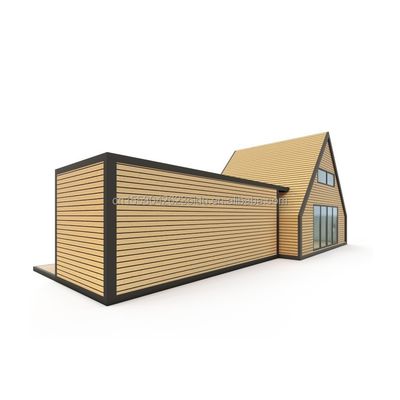 Casa de contenedores de acero y madera de diseño moderno triangular combinado expandible para aplicaciones al aire libre 20ft o 40f