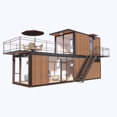 Casa de contenedores prefabricada modular de 3 dormitorios de diseño moderno Panel de pared de acero de color de madera expandible Prefabricado para vivir