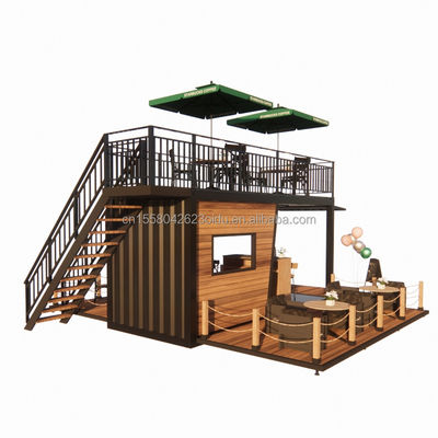 Restaurante móvil prefabricado con terraza de acero y paredes de paneles de sandwich de onda