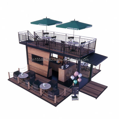 Restaurante móvil prefabricado con terraza de acero y paredes de paneles de sandwich de onda