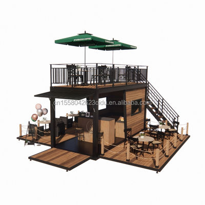Restaurante móvil prefabricado con terraza de acero y paredes de paneles de sandwich de onda