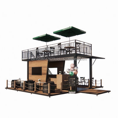 Restaurante móvil prefabricado con terraza de acero y paredes de paneles de sandwich de onda