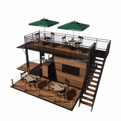 Restaurante móvil prefabricado con terraza de acero y paredes de paneles de sandwich de onda